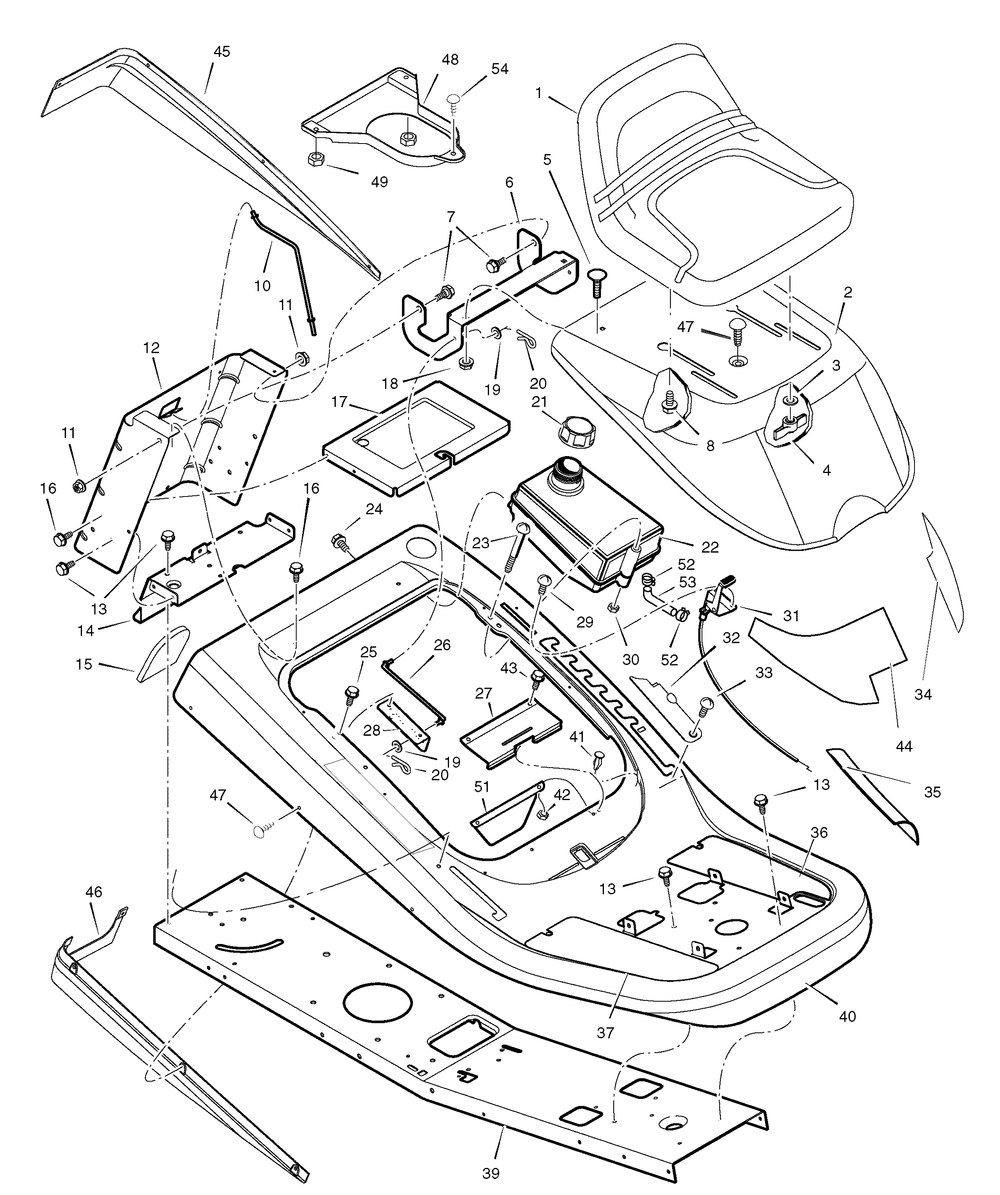Chassis And Hood Diagram and Parts List for 309006X50C  Briggs and Stratton Lawn Tractor